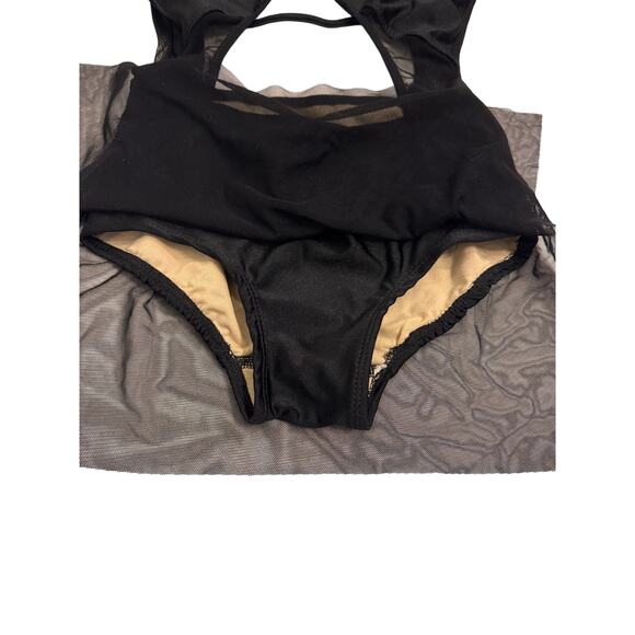 Custom Lyrical Contemporary Costume Base Girls Sz 8/10 (see measurements) Black - Picture 3 of 5